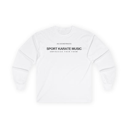 Long Sleeve Tee - Sport Karate Music WHITE