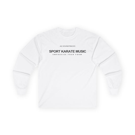 Long Sleeve Tee - Sport Karate Music WHITE