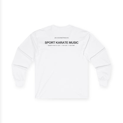 Long Sleeve Tee - Sport Karate Music WHITE