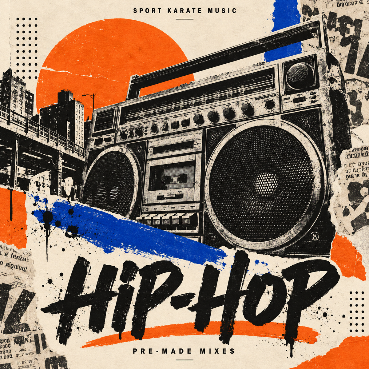 Sport Karate Music Hip-Hop pre-made mixes — retro boombox collage